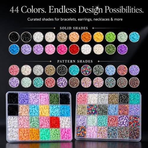12000+ Clay Beads Bracelet Making Kit for Girls, 48 Colors In 3 Boxes, Polymer Heishi Beads with Letter Beads & Charms for DIY Friendship Bracelet Gifts,Holidays Arts and Crafts Gifts for Girls 8-12