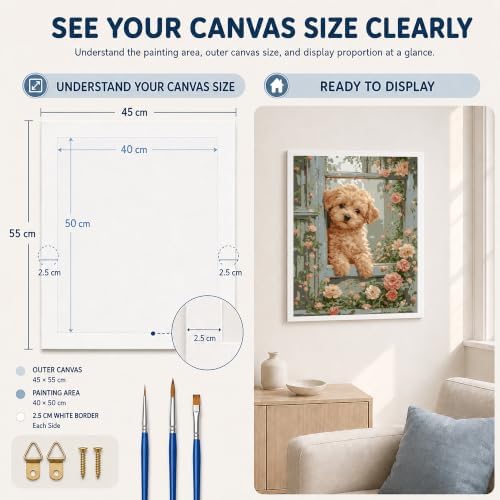 AuraDraw Dog Paint by Numbers Kit for Adults, Dog Paint by Number Kits for Adults, Painting by Number Kits for Wall Decor 16x20 Inch