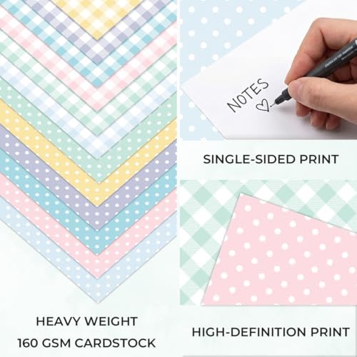 24 Sheets Pink Spring Pastel Essential Patterns Scrapbook Paper Pad - 6x6 inch 160GSM Heavyweight Cardstock, Single-Sided Polka Dot, Gingham Designs for Card Making, DIY Crafts, DIY Album, Journaling