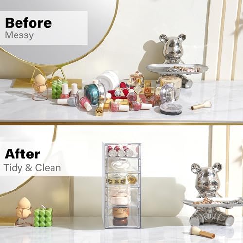 Prsildan Hair Accessories Organizer Acrylic Drawer with 5 Small Drawers
