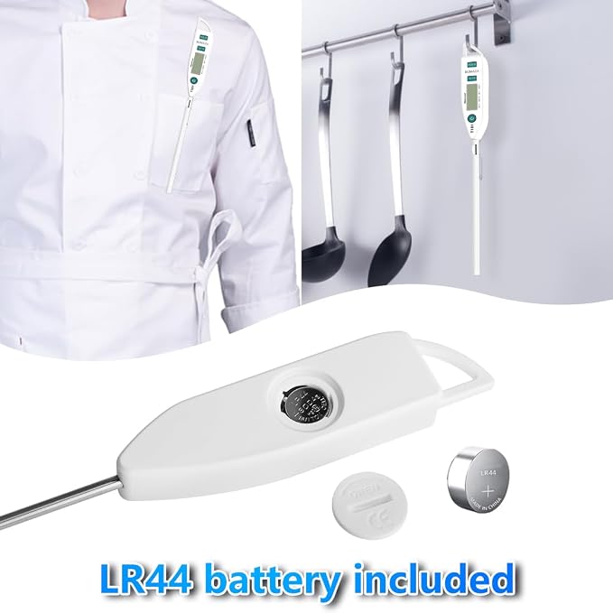 BOMATA Digital Water Thermometer for Liquid, Meat, Cooking, IPX7 Waterproof | Instant Read Food Thermometer, 5in Long Probe for Candle, Water, Meat, BBQ! T101 (White Color)…
