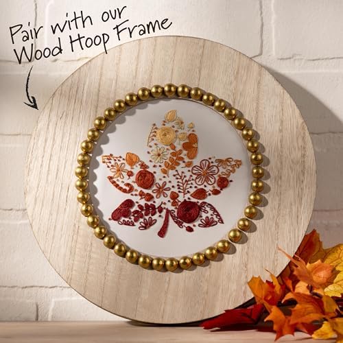 Bucilla, Stamped Embroidery Kit, Autumn Foliage, Includes 6" Hoop, Floss, Needle, and Instructions