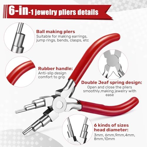 Mudder 2 Pcs Jewelry Making Tool 6 in 1 Bail Making Plier,Red and Green