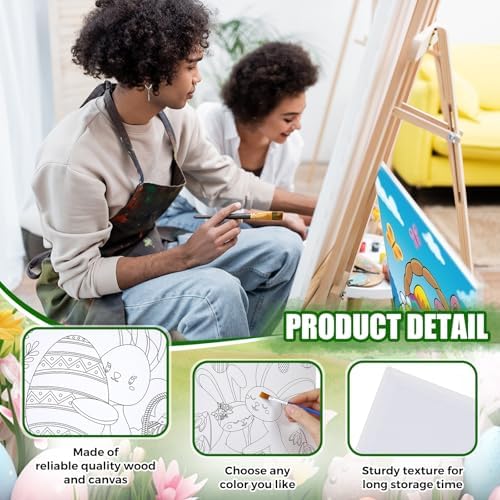 Sherr 20 Pcs Stretched Pre Drawn Canvas Afro Queen Black Art for Painting for Adults Outline Pre Drawn Stretched Cotton Canvas to Paint Party Set, 8 x 10''(Easter)