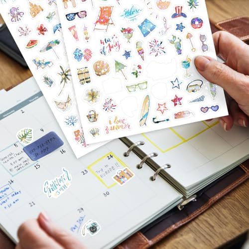 1050Pcs Aesthetic Monthly Planner Stickers, 14 Sheets Holographic Holiday Seasonal Planner Stickers for Scrapbook Supplies Calendar Journaling Daily Planners and Journals, with All Year Holidays