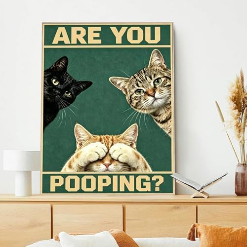 xcemhil Cat Paint by Numbers Kit for Adults Beginner, are Your Pooping Acrylic Paint by Number Kits Suitable for Home Wall Art Decor Gifts 16x20 Inch