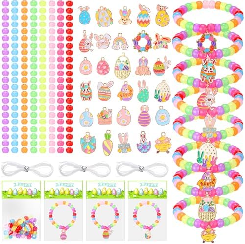 Soulchen 30 Sets Easter Bracelet Craft Kit Beads for Jewelry Making DIY