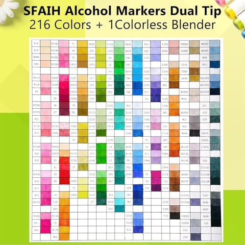 SFAIH Alcohol Markers Brush & Fine - Professional 217 Colors Set, Blending | Art Markers for Adult Coloring Illustration Sketch, Gifts for Artist, Shoulder Strap, Storage Box, Soft Reversible Brush Tip