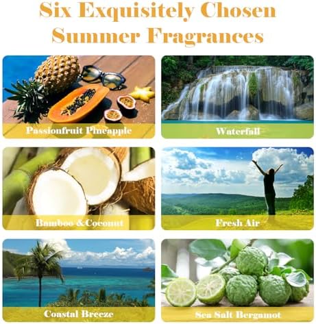 AmaKane Summer Essential Oils for Diffusers for Home, Tropical Fragrance Oil for Candle Soap Making, Aromatherapy Oils, Passionfruit Pineapple, Coastal Breeze, More, 6x10ml