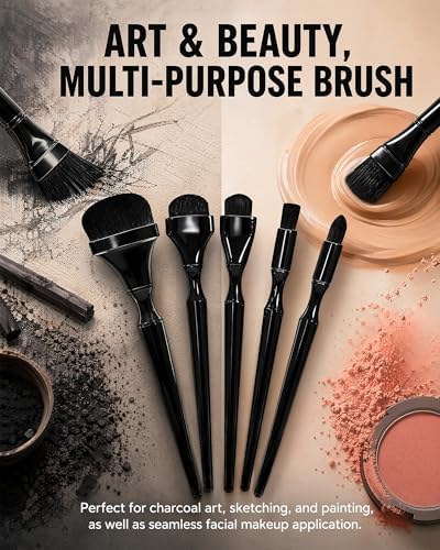 5Pcs Graphite Blending Brushes for Sketching, Dry Brush Miniature Painting | Charcoal Drawing Tools Set for Hand Painting, Artists, Hobbyists