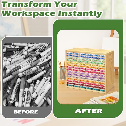 PROLEE Marker Storage Organizer for 360 Markers,Wooden Alcohol Marker Holder with 90 Slots,Markers Pens Pencils Art Supply Storage Rack for Desk Home Classroom Office Decor