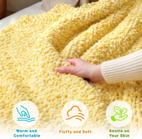 6 Super Bulky Blanket Yarn for Crocheting - Chunky Chenille Variegated Yarn