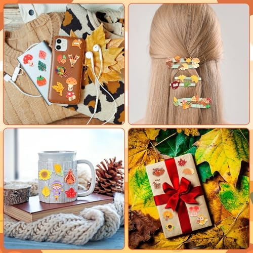 60Pcs Fall Resin Charms, Mini Autumn Flatback Charms for DIY Crafts