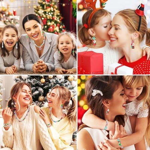 BBita 3680pcs Christmas Polymer Clay Beads Charms for Bracelets Making Kit Christmas Tree Snowman Santa Claus Snowflakes Bells Socks elk Friendship DIY Arts Crafts Gifts for Kids Girls