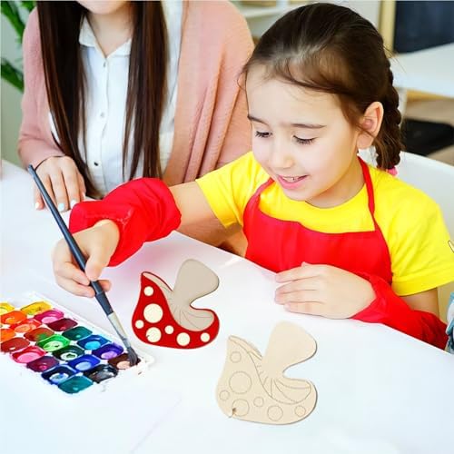 Wooden Mushroom Ornament, 10pcs Blank Wood Ornaments, 3.5 x 3.5 in Used for Painting and Decoration DIY Technology, Hanging skrnrhrery