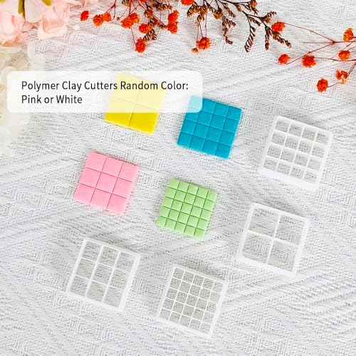 Xaekicr Grid Square Polymer Clay Cutters Set – 4PCS Geometric Clay Cutters for DIY Jewelry Making, Clay Tools for Polymer Clay Molds and Earring Projects
