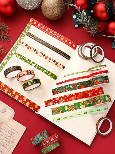 Outus 21 Rolls Christmas Gold Foil Holiday Washi Tape Decorative, Vintage