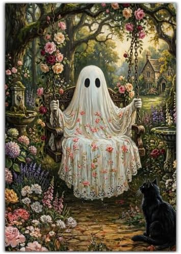 CRZMODE Halloween Paint by Numbers Kit for Adults, Ghost Swing, 16x20 inch