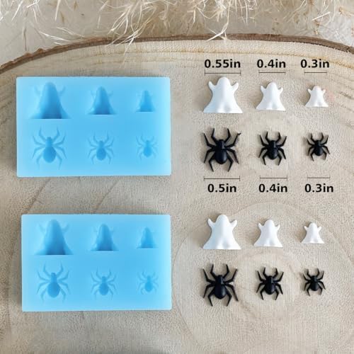 KEOKER Halloween Polymer Clay Molds 2Pcs, Spider Polymer Clay Silicone Mold, Polymer Clay Earrings Decoration (Substitute Polymer Clay Cutters)