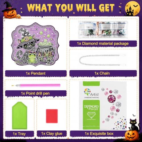 Halloween Diamond Art Hanging Kit for Adult, Diamond Art Painting 8x8inch