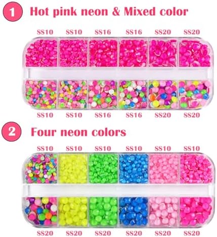 CLEKSPOYE Hotfix Rhinestones Bedazzling Kit,Iron-on Hot Fix Applicator Setter Tool with Rhinestones,Hot Fixed Wand for Clothes Clothing Fabric Crafts,Neon Set 1