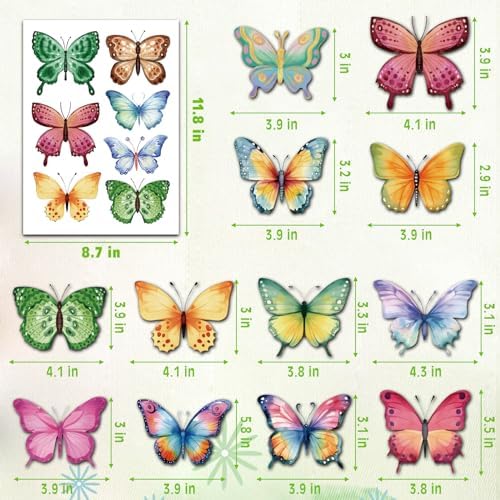 AOWDIAO 62 Large Butterfly Wall Decals - Peel and Stick Vinyl Wall Stickers for Room Decor, Safe for Walls, Repositionable