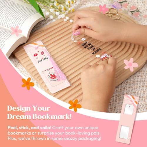 24 Set Bookmark Making Kit, Acrylic Bookmark Blanks with 24 UV DTF Stickers About Smutty Theme and 24Tassels,Blank Bookmarks UV DTF Transfers Stickers for DIY Crafts Hanging Tag Gift Bookmarks DIY