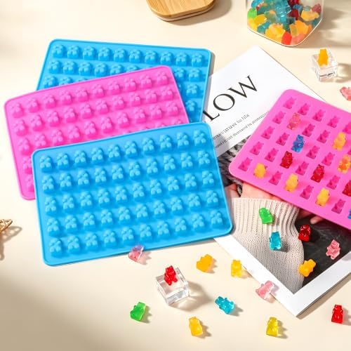 Gummy Molds Bear Candy Silicone, Mini Size Chocolate Gummy Molds with 2 Droppers Nonstick Food Grade Silicone Molds Pack of 4