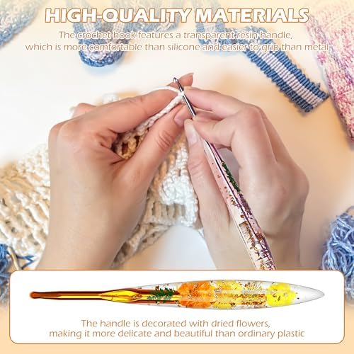 Coxyzoxy 9 Pcs Crochet Hook Set, Crochet Kit for Beginners Made of Epoxy Resin, 2.0mm-6.0mm Ergonomic Crochet Hooks, Perfect for Crocheting Blankets, Dolls, Shawls, Hats, and Scarves