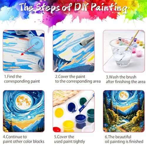 ZTOTZ Paint by Numbers Kit for Adults,Painting by Numbers Kit Landscape,Moon Landscape Paint by Numbers Adults on Canvas,Number Painting for Home Wall Decor 16x20Inch(Mountain)
