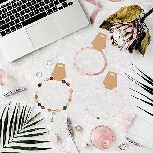 200 Pieces Keychain Display Cards with Adhesive Necklace Bracelet Jewelry Hanging Blank Kraft Paper Packaging Tags