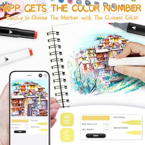 320 Colors Alcohol Markers with APP, Dual Tip Art Marker for Adults Coloring Books, Alcohol Based Illustration Markers Set for Adult Artist Drawing Sketching Painting Lettering Cards