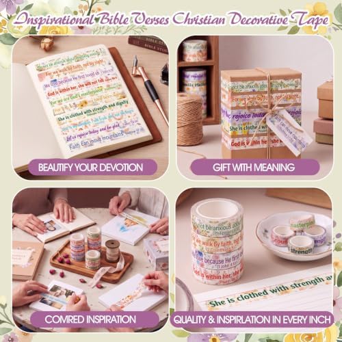 24 Rolls Christian Washi Tape Gifts, Inspirational Religious