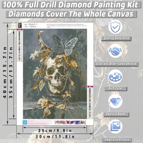 3 Pack Skull Diamond Art Kits for Adult Diamond Painting Kit for Beginner