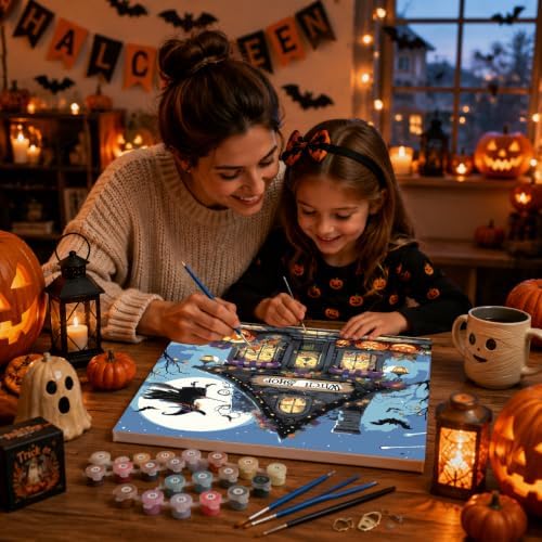 Witch Paint by Numbers Kit for Adults Beginner with Framed 10x10 Inch