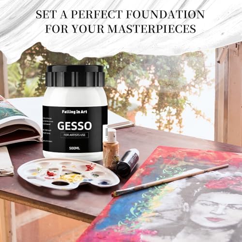 Falling in Art 16.9 Oz White Gesso Primer for Acrylic &Oil Paint