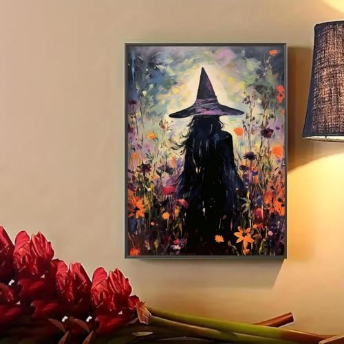 WUDWL Halloween Witch Diamond Art Kits for Adult Diamond Painting Kit