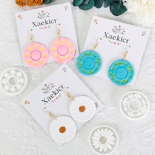 Xaekicr Round Floral Polymer Clay Cutters Set – Clay Earring Cutters for DIY Jewelry, Circle Flower Clay Tools for Earrings Making, Clay Molds for Polymer Clay Projects