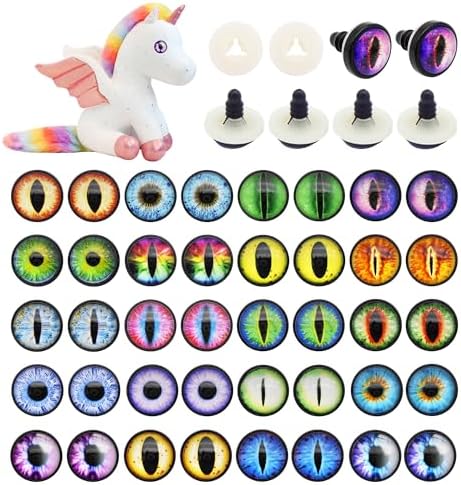 Julie Wang 40PCS 16MM Dragon Safety Eye for Animal Crafts Making Adult Artist Model Enthusiast Crochet Project DIY Supplies with Washer