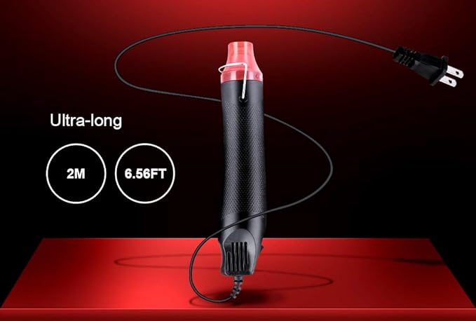 6.56FT Long Heat Gun, Uptdae Version Homidic Mini Handheld Hot Air Gun, Electric 300W Portable Heat Gun for DIY Craft Embossing, Shrink Wrapping PVC, Drying Paint, Clay, Rubber Stamp