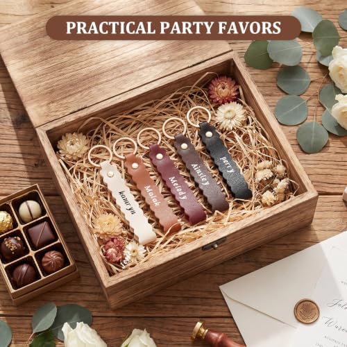 Scalloped PU Leather Keychain Blanks Laser Engraving
