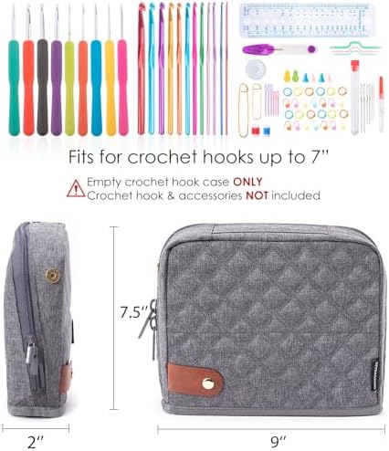 MYBAGZING Empty Crochet Hook Case - Stand Up Organizer with 30 Slots for Hooks & Needles, Accessories - Needles Set for Lovers, Kit for Beginners