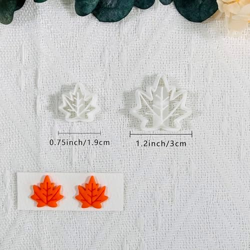 Xaekicr Polymer Clay Cutters Maple Leaf Set – 2PCS Fall Leaf Clay Earring Cutters for Polymer Clay Jewelry, Autumn Theme Clay Tools and Cutters for Earrings, Crafts and Seasonal DIY