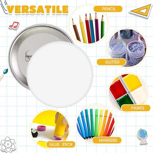 XunYee 20 Pcs White Button Pins 2.95 Inches/ 75 mm, DIY Badge Kit