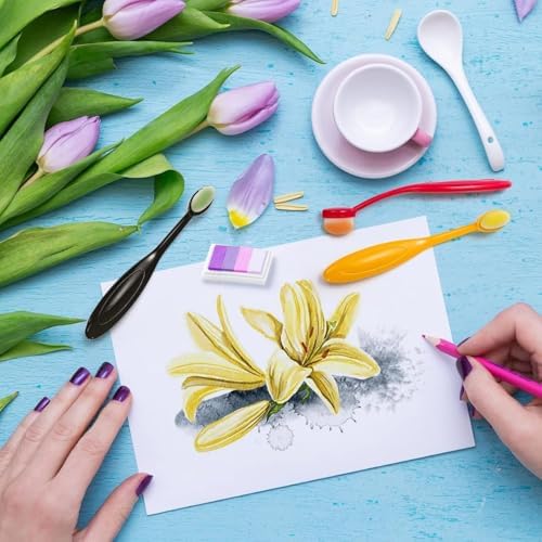 YOUEON 20 Pack Mini Colored Ink Blending Brushes, 10 Color Craft Ink Blender Brushes Set, Small Ink Blending Tools with Soft Bristle Color Coded Handle for Card Making, Painting, Drawing, Stamping
