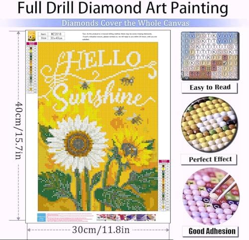 Xylogist Sunflower Diamond Art Kits for Adults 12x16 Inch