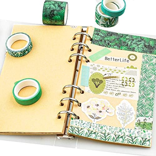 12 Rolls Green Washi Tape Set Leaves Floral Tree Washi Masking Tape
