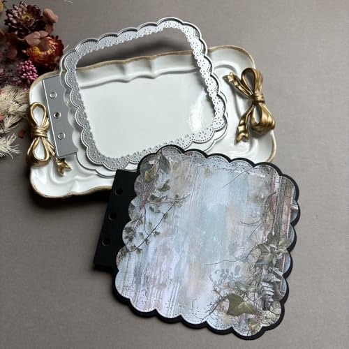 LZBRDY Vintage Charm Lace Frame Die-Cut - Carbon Steel Crafting Dies for Scrapbooking, Card Making, Greeting Cards and Journaling Supplies (Square Lace Loose Leaf 5.2 x 4.8 in)