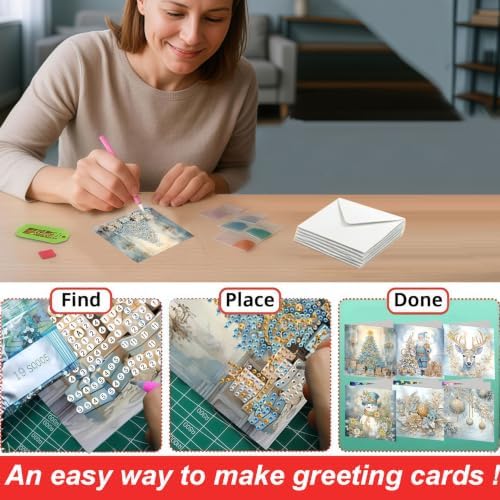 DDGYP 6 Pack Christmas Diamond Art Cards for Adults with Envelopes