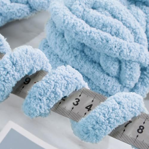 MABOZOO Assorted Chunky Yarn for Hand Knitting 8 Pack, Fluffy Jumbo Chenille Yarn, Soft Plush Yarn Bulky, Giant Thick Fuzzy Yarn for Arm Knitting,Cream & Multi Blue(31.7 yds,8 oz Each Skein)